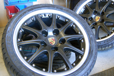 Porsche 18" BBS Splitrims in Smooth Matt Black and a Silver Outer rim